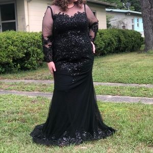 Plus Sized Black Prom Dress